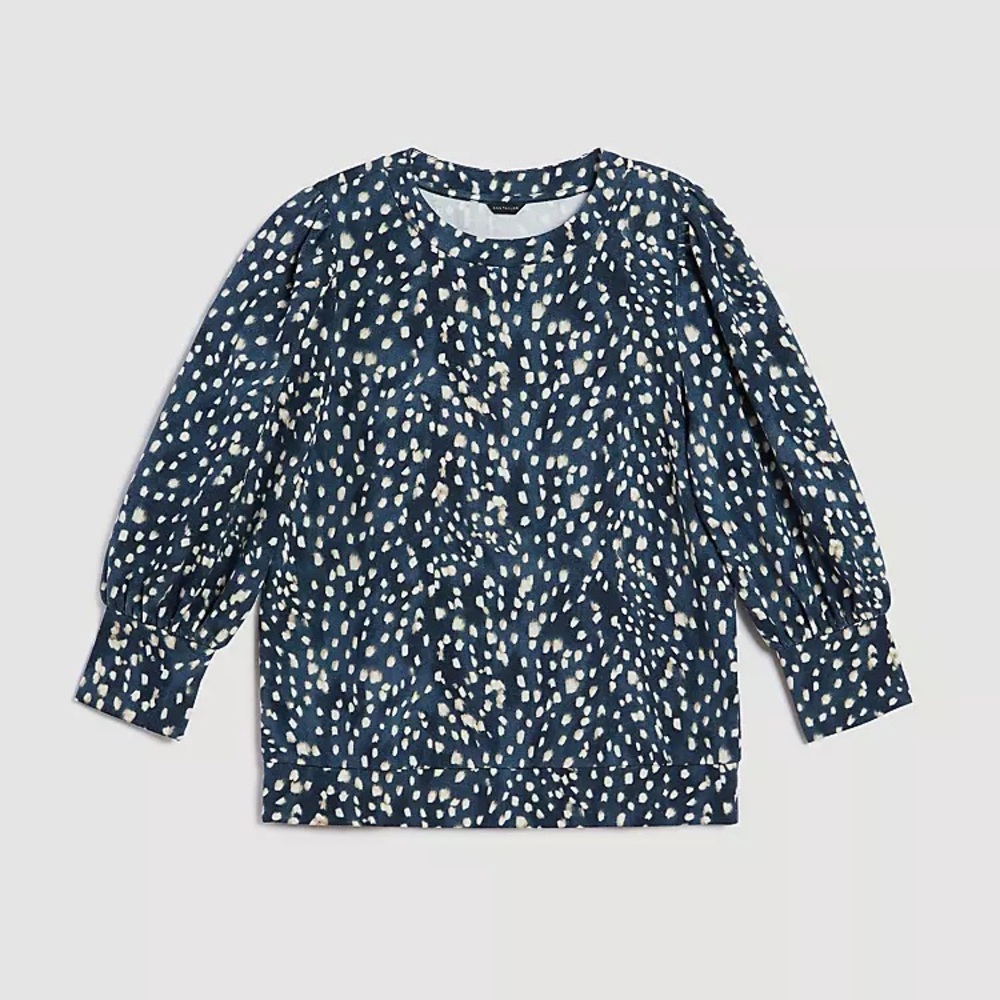 Ann Taylor Spotted Puff Sleeve Sweatshirt Small Euc